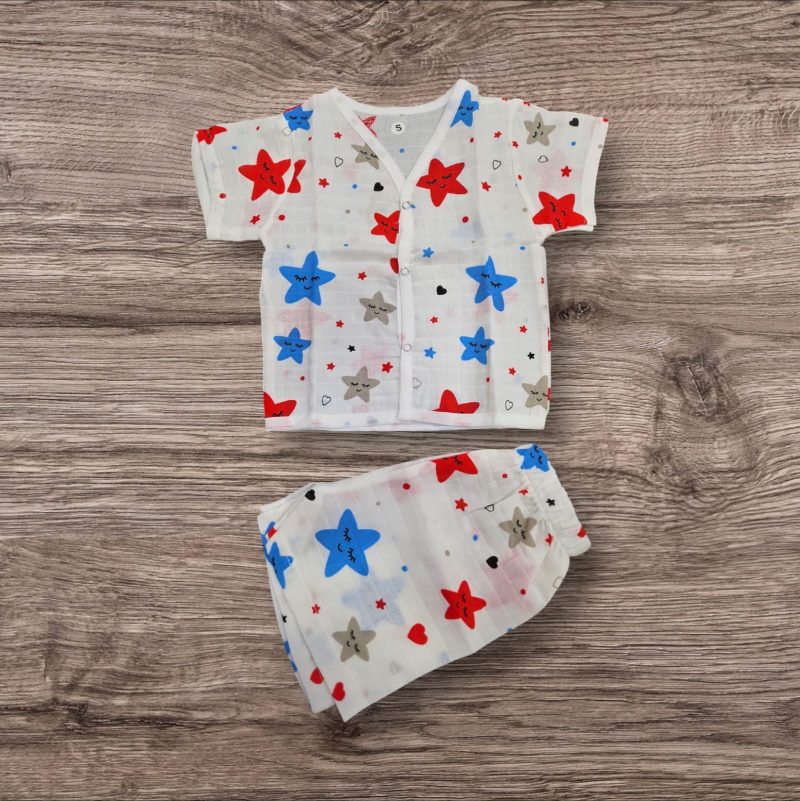 Baby Shirt and Shorts - Muslin Cotton Half Sleeves Round Neck Printed for Baby