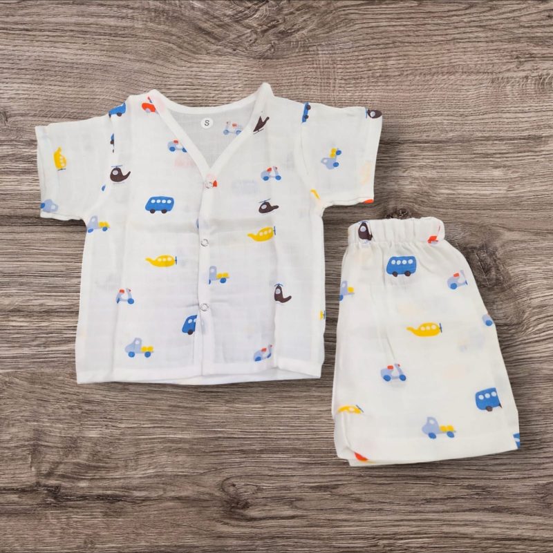 Baby Shirt and Shorts - Muslin Cotton Half Sleeves Round Neck Printed for Baby - Image 3
