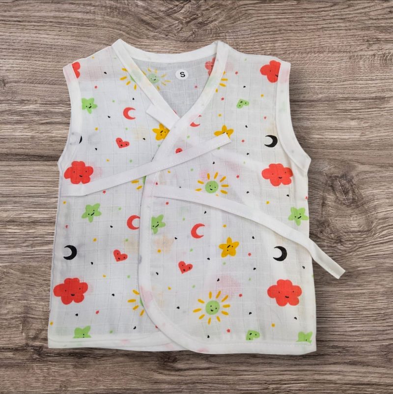 Muslin jabala Knot for Newborn Baby  - Adjustable Knot Style Cotton Dresses for babys pack of 3 - Image 5