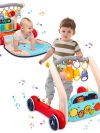 2-in-1 Musical Baby Activity Walker with Convertible Play Gym - Push Walker with Play Piano, Lights, Rattles
