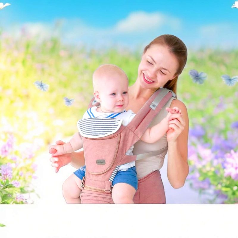 Aiebao Adjustable Baby Hip Seat + Carrier for Toddler/Kids, Carrier with 3 Carry Position for 3-36 Months Kids, Max Weight up to 15 Kg | Multiple Storage Pockets | Comfortable Sitting Hipster Design with Cotton Straps, Safety Buckle & Belt - Image 2