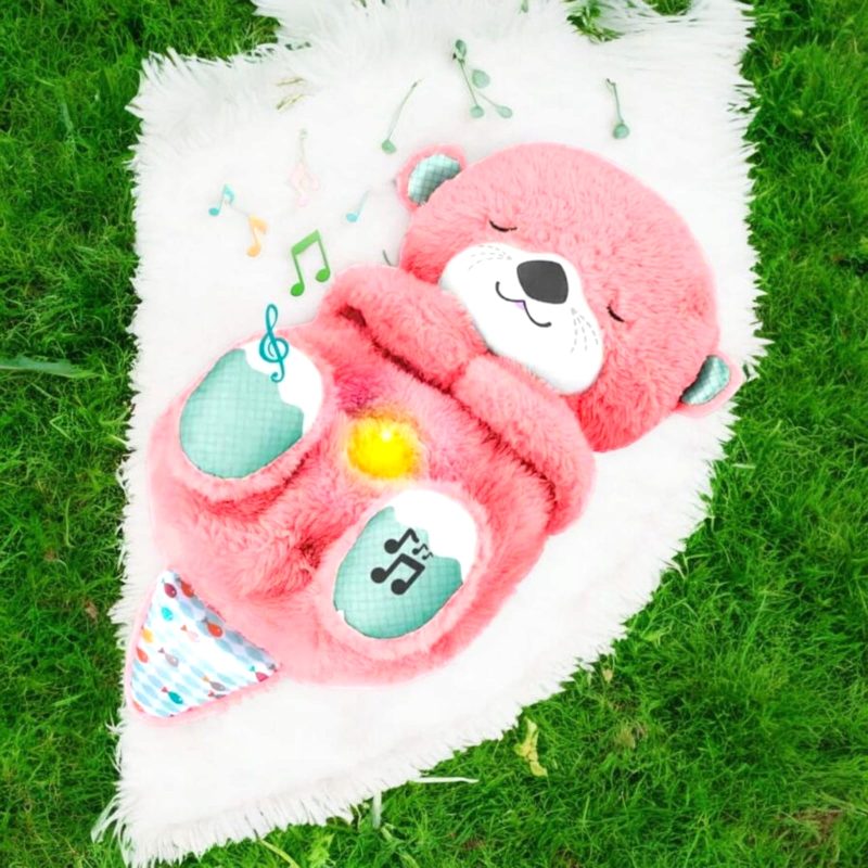 Breathing Teddy Otter Glowing Music for Baby Sensory Sleep Lights Rhythmic Simulation Plush for Babies Kids Soothing Sound and Décor Item