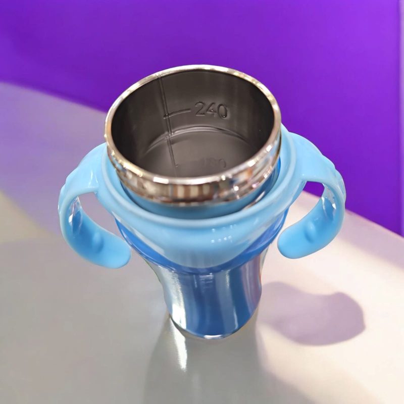 Insulated 3 in 1 Baby Feeding Bottle Thermo-Steel Multifunctional-Sipper, Nipple & Straw 240 ML - Image 3
