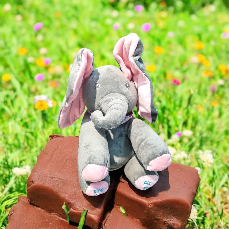 Interactive Peek-a-Boo Elephant Plush Toy with Moving Ears and Musical Singing Soft Toy, Fun Hide-and-Seek Music Game Toy for Babies and Kids, Great Gift - Image 2