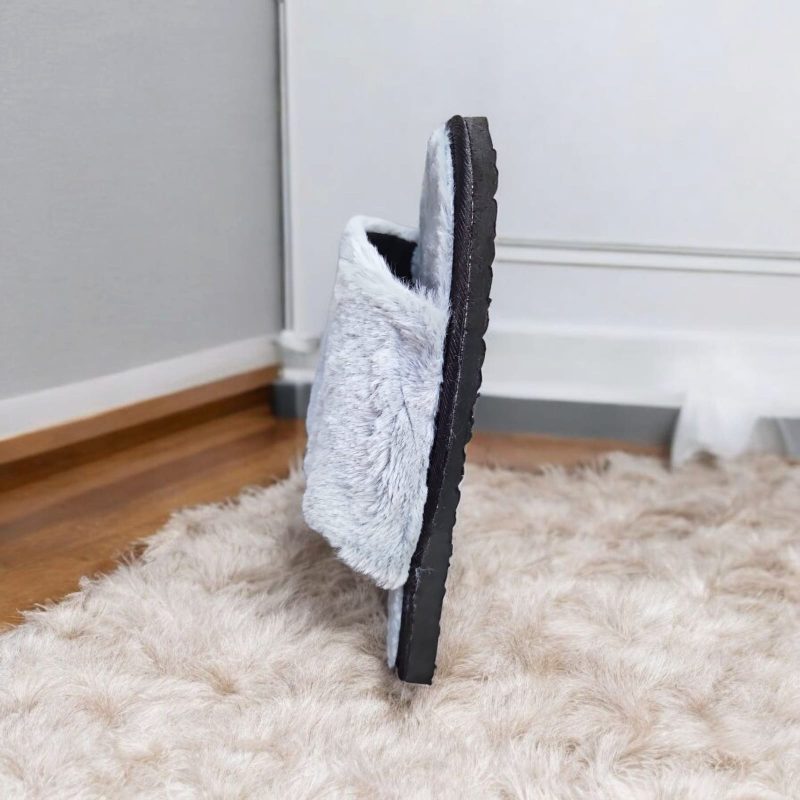 Women's Fuzzy Cross Band House Slippers Soft Plush Furry Fur Cozy Memory Foam Winter Warm Comfy Slipper Indoor Outdoor Slippers for Women and Girls - Image 3