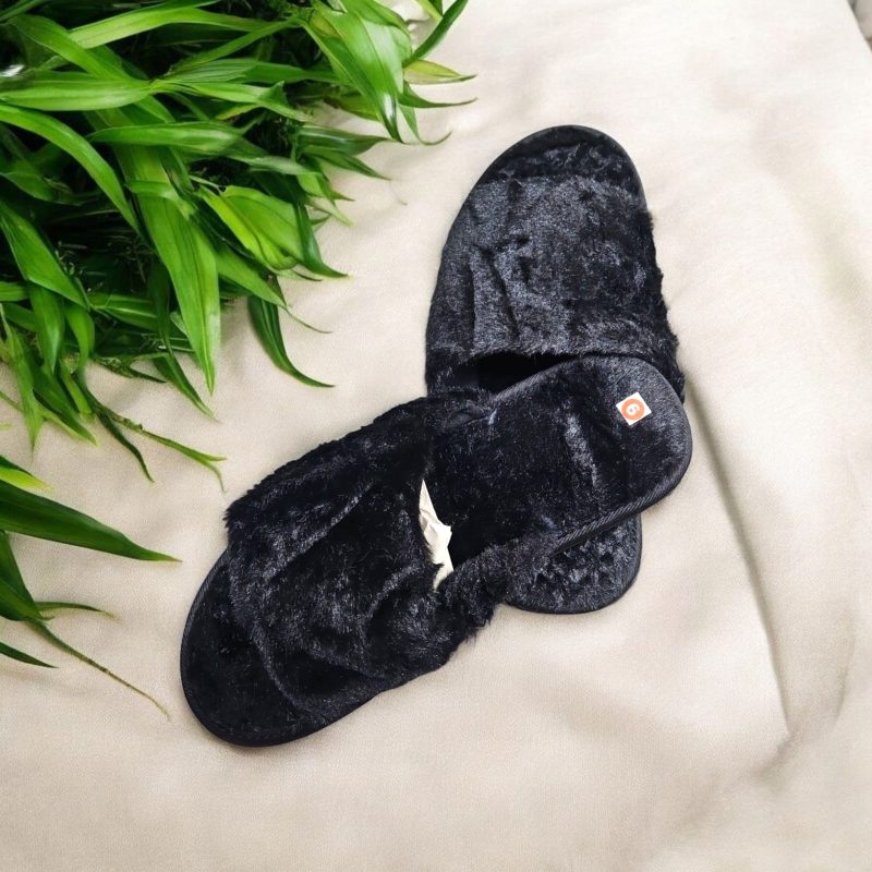 Women's Fuzzy Cross Band House Slippers Soft Plush Furry Fur Cozy Memory Foam Winter Warm Comfy Slipper Indoor Outdoor Slippers for Women and Girls - Image 4