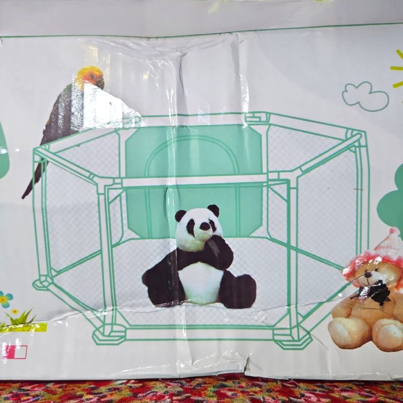 Baby Play fence ROUND type (hexagon shape) height-63cm; length-100cm for Toddlers & Kids up to 3 Years , Baby Fence with Safety Lock & Suction Cup  - STEEL PIPES - Image 3