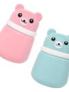Portable Baby Skin Care Baby panda Powder Puff With Box Holder Container For New Born Baby Face & Body (Pink & Blue)