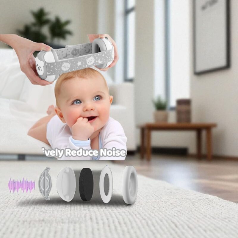 Baby noise cancel earmuff  - Infant Ear Protection 0-36 Months, 25dB NRR Noise Cancelling With Little Bear Design, Airplane Essentials for Travel/Improves Sleep/Outdoor - Image 3