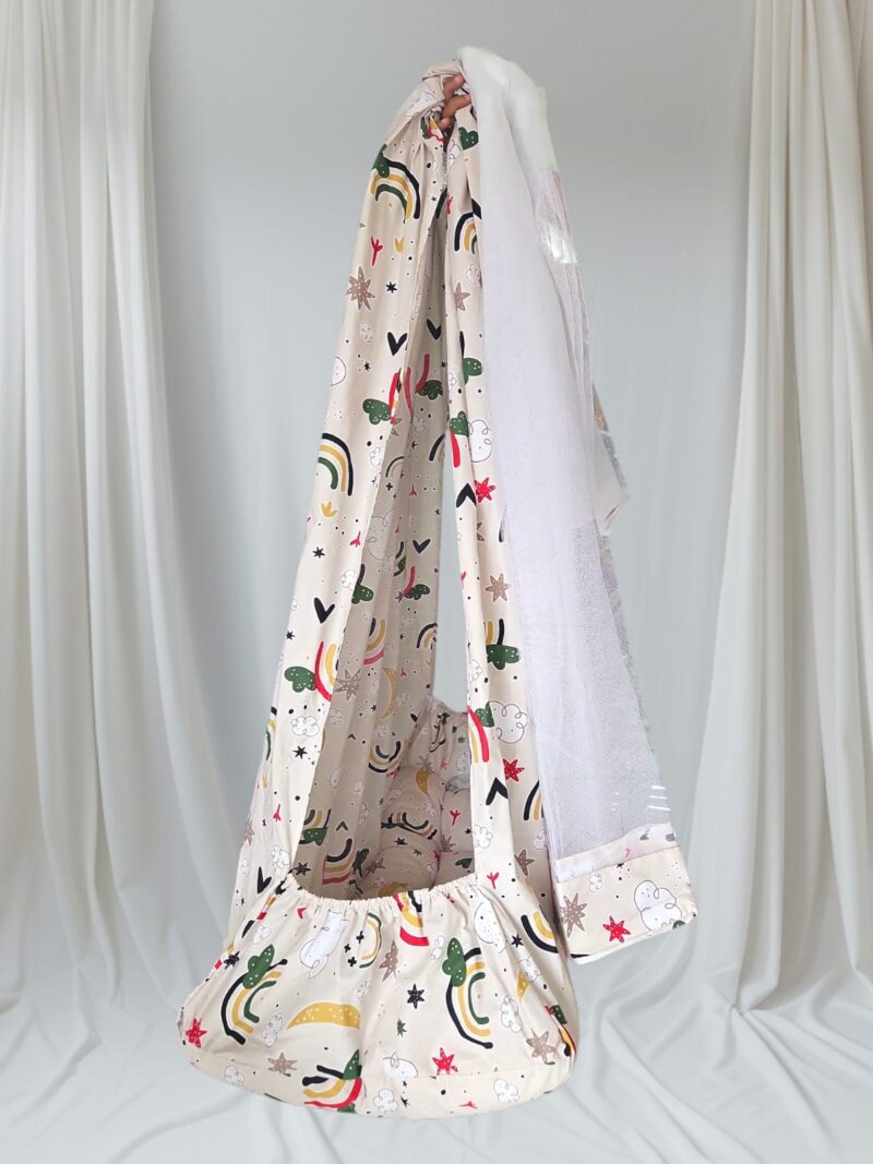 100% Organic Cotton Baby Swing Cradle Cloth+ Mosquito Net (Thottil Cloth+ Net) I(ANTI FALL)l 0-3 Years I 1 Piece