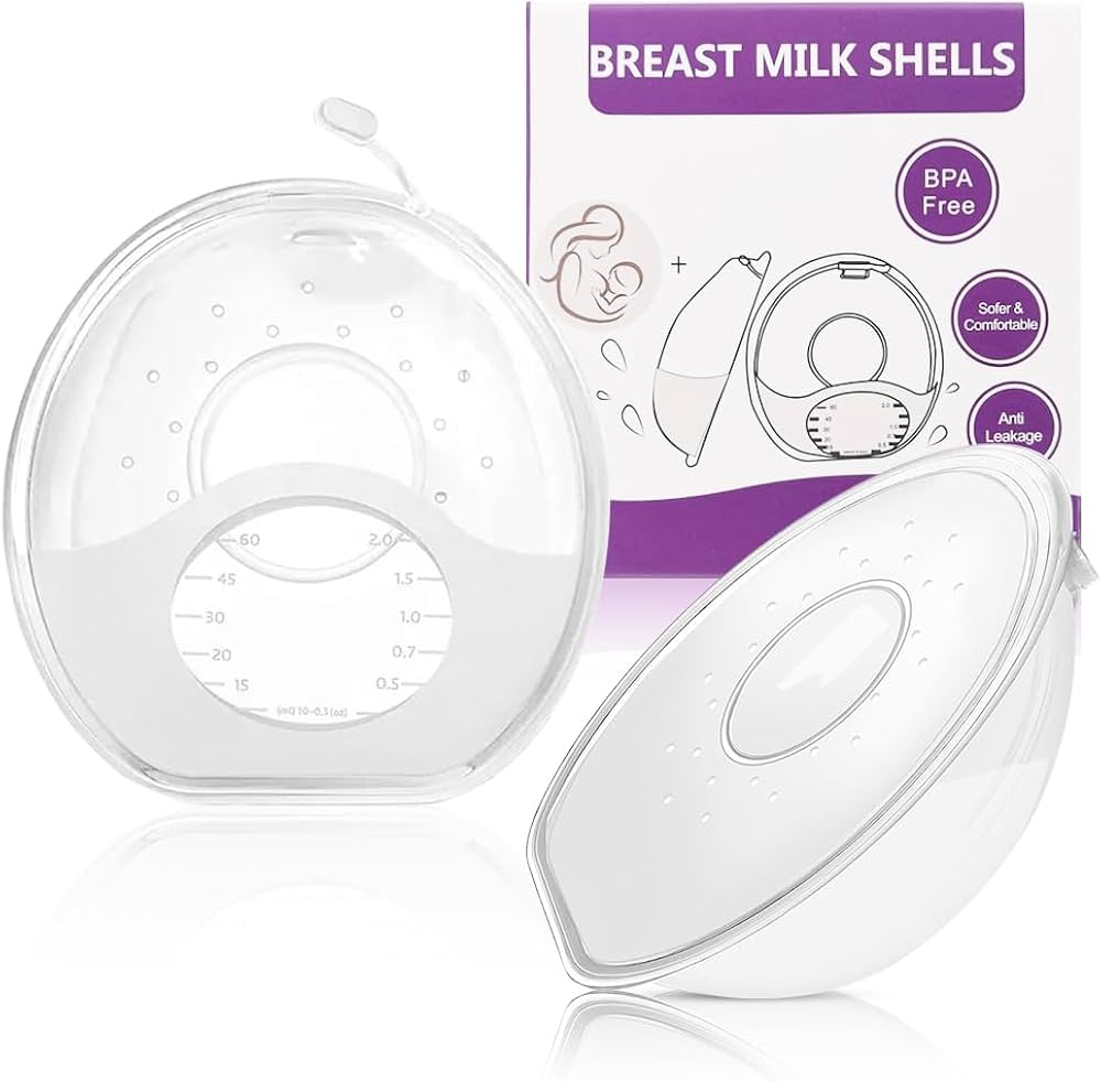 2Pcs Breastfeeding Milk Collectors Transparent Breast Shells with Scale Leakingproof Silicone Breast Shell with Pour Outlet Reusable Breast Shell Milk Collectors for Sensitive Nipples