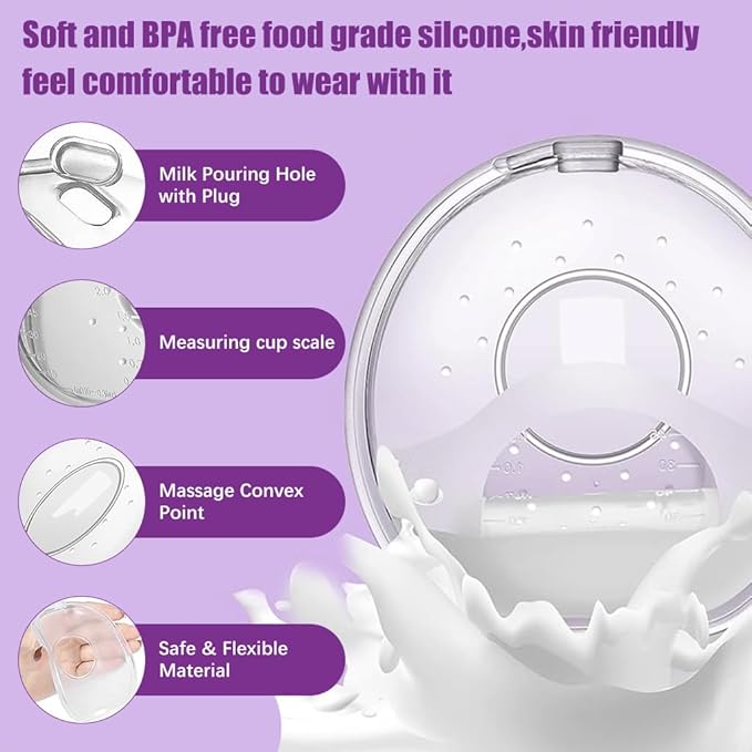 2Pcs Breastfeeding Milk Collectors Transparent Breast Shells with Scale Leakingproof Silicone Breast Shell with Pour Outlet Reusable Breast Shell Milk Collectors for Sensitive Nipples - Image 4