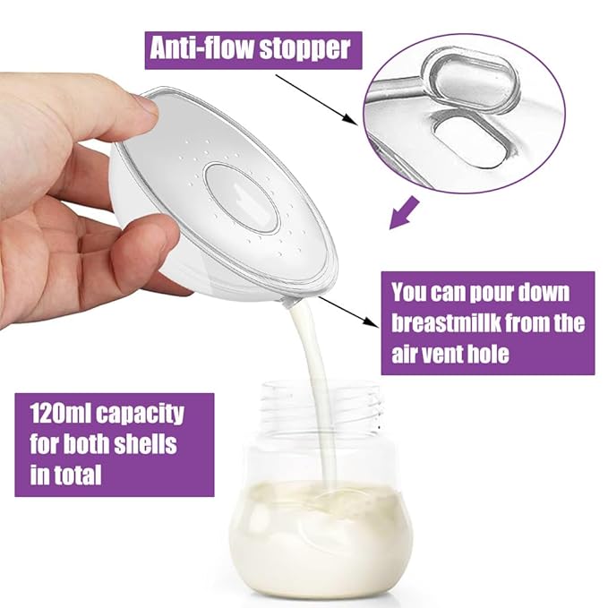 2Pcs Breastfeeding Milk Collectors Transparent Breast Shells with Scale Leakingproof Silicone Breast Shell with Pour Outlet Reusable Breast Shell Milk Collectors for Sensitive Nipples - Image 5